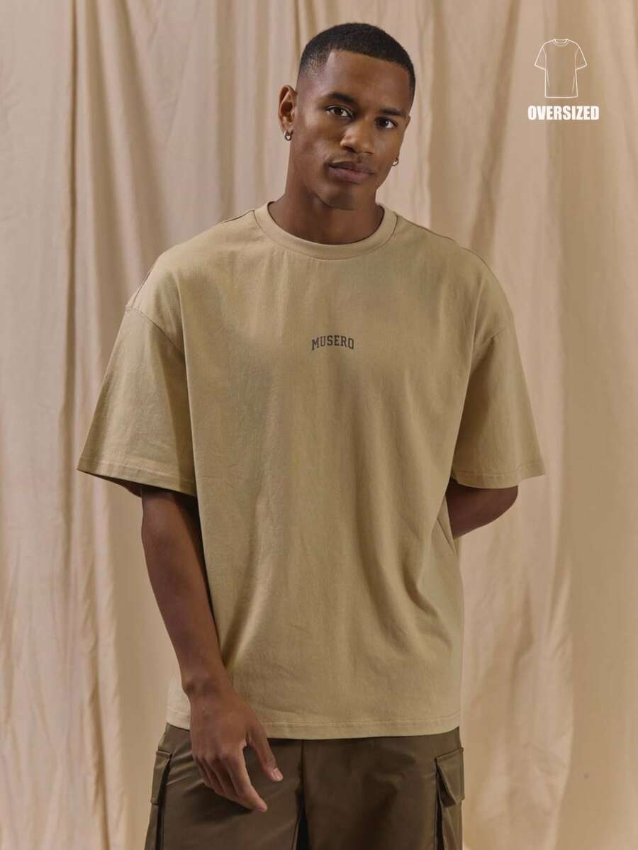 Musero Oversized Graphic Tshirt "BUILT FOR THE LONG RIDE"Back Graphic Tshirt Spring Summer Essentials - Coffee Brown - View 1