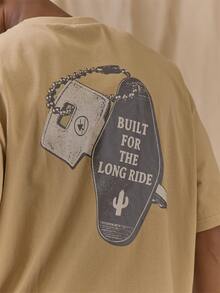Musero Oversized Graphic Tshirt "BUILT FOR THE LONG RIDE"Back Graphic Tshirt Spring Summer Essentials - Coffee Brown - View 5