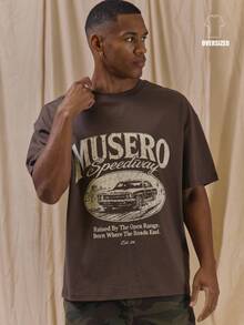 Musero Camiseta Oversize con Estampado Gráfico Frontal Esenciales de Primavera Verano - Marrón - Ver 1