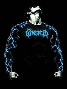 RISE LYT Men's Punk Lightning Pattern Raglan Sleeve Crew Neck Sports T-Shirt - Black - View 3