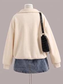 SHEIN Sparklyn Tween Girl Digital Pattern Casual Daily Wear Sweatshirt - Apricot - View 2