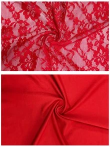 INAWLY SXY Sexy Red Deep V Neck Plunge High Cut Thumb Hole Ribbed Long Sleeve Bodysuit - Red - View 8