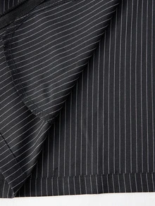 Manfinity Homme Men's Striped Zipper Placket Casual Shacket - Black - View 8
