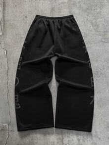 AXEPEAK Men's Casual Graphic Print Sweatpants For Daily Wear - Black - View 3
