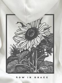 Resyla Women's Sunflower Print Long Sleeve Casual Hooded Sweatshirt - White - View 6