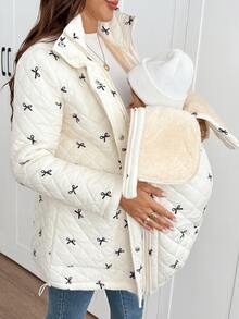 SHEIN Jaket Hamil Motif Pita 3-in-1 - Putih - View 4