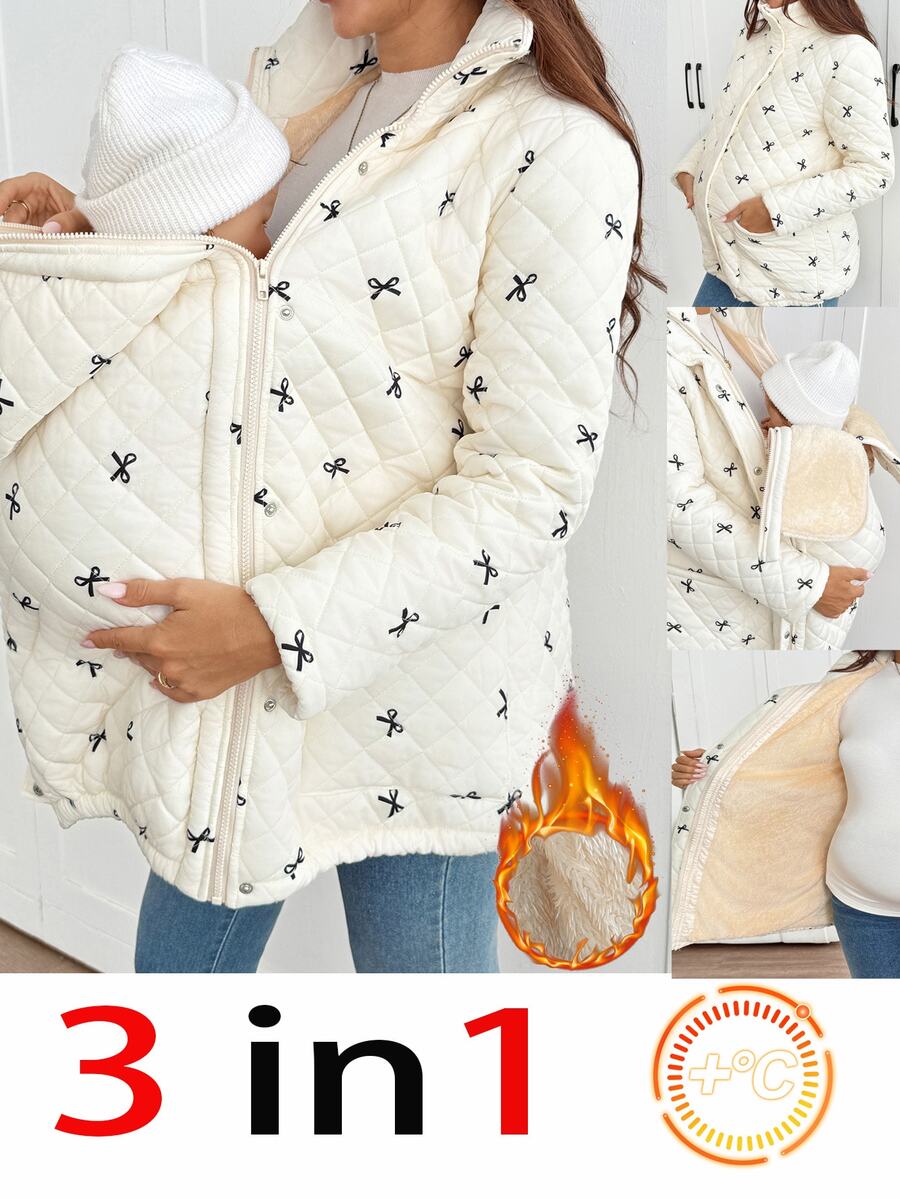 SHEIN Jaket Hamil Motif Pita 3-in-1 - Putih - View 1