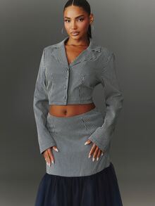 NYA SZN Matching Set Blazer & Skirt Set Maxi Long Sleeve Button Up Mesh Mermaid Work School Elegant Special Occasion Going Out Brunch Holiday Sexy Fall Winter - Royal Blue - View 6