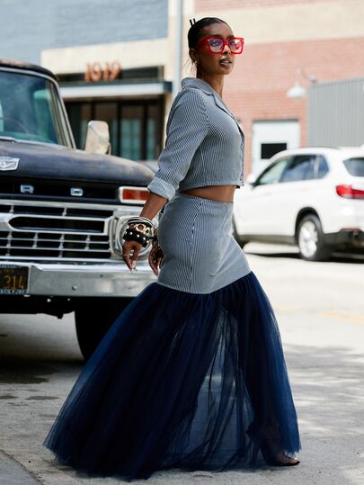 NYA SZN Matching Set Blazer & Skirt Set Maxi Long Sleeve Button Up Mesh Mermaid Work School Elegant Special Occasion Going Out Brunch Holiday Sexy Fall Winter