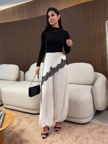 Yohana Edit 92% Cotton Ribbed Turtleneck Long Sleeve Slim Fit T-Shirt For Women, Black Spring Turtle Neck Top - Black - View 4