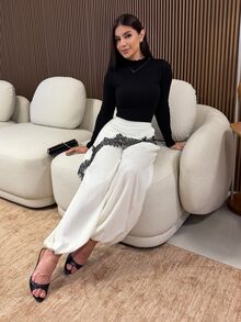 Yohana Edit 92% Cotton Ribbed Turtleneck Long Sleeve Slim Fit T-Shirt For Women, Black Spring Turtle Neck Top - Black - View 3