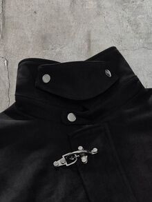 AXEPEAK Men's Long Sleeve Casual Jacket With Airplane Buckle Placket - Black - View 6