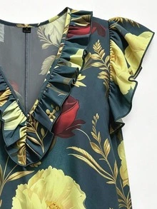 EMERY ROSE Floral Fashion Woven New Style Casual Travel And Vacation Summer Large-Sized Long Dress - Multicolor - View 7