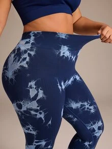 SHEIN Rhythm Era Seamless High Elasticity Women Plus Size Sports Leggings - Navy Blue - View 5