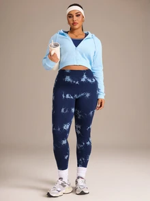 SHEIN Rhythm Era Seamless High Elasticity Women Plus Size Sports Leggings - Navy Blue - View 8