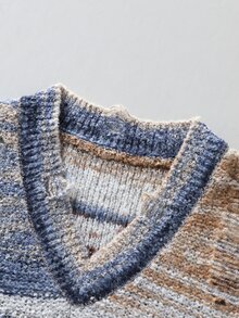 Manfinity CasualKnits 男士拼色休閒百搭日常穿著針織背心 節慶款 男孩秋冬日常新款套頭毛衣 - 彩色 - 查看 5