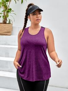 SHEIN Unity Plus Size Women's Colorblock Casual Daily Sports Top - Bold Plum - View 5