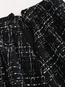 Sweetra Women's Elegant Plaid Double-Breasted Cropped Jacket And Pleated Skirt Two-Piece Set For Spring And Autumn Y2K Outfit  Fall Cloth For Women - Black and White - View 4