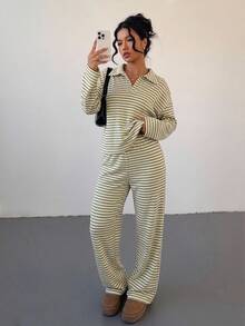 Siren Gaze 舒適女款灰色長袖居家服套裝 兩件式時尚休閒套裝 秋冬聖誕萬聖節運動風 Y2K 早午餐穿搭 - 彩色 - 查看 5