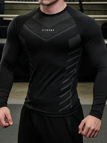 GymBeat Men's Stand Collar Raglan Long Sleeve Casual Fitness Sports T-Shirt, Gym,High Stretch,Muscle Fit,UV Protection,Cooling,Running,Outdoor,Training. - Multicolor - View 5
