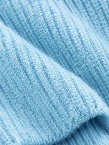 Balvessa Autumn/Winter French Style Solid Color Mock Neck Single-Breasted Ruffle Collar Knit Cardigan Top - Blue - View 4