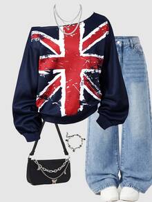 SHEIN 2PCS Teen Girls Sweatshirts - Blue - View 3