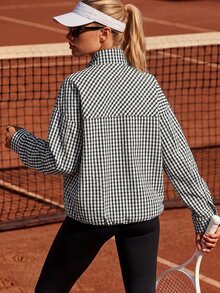 CourtClass CourtClass Women's Sports Jacket, Fashionable Plaid Design, Fashionable Stand Collar Design, Daily Commute Versatile - Multicolor - View 2