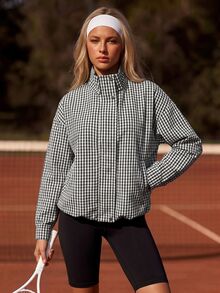 CourtClass CourtClass Women's Sports Jacket, Fashionable Plaid Design, Fashionable Stand Collar Design, Daily Commute Versatile - Multicolor - View 6