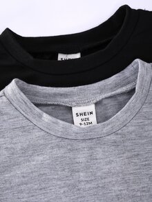 SHEIN 男嬰秋冬聖誕格紋長袖褲 4件套 - 黃色 - 查看 5