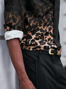 Mainfolk Men's Leopard Print Button Front Long Sleeve Casual Shirt, For Fall, Vacation, Father's Day Gifts - Multicolor - View 6