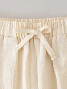 SHEIN Teen Girls Fall Clothes Fall Straight Spring/Summer Casual Daily Wear Versatile Comfortable Solid Color Long Pants With Pockets,Back To School - Apricot - View 8