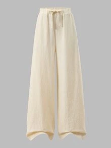 SHEIN Teen Girls Fall Clothes Fall Straight Spring/Summer Casual Daily Wear Versatile Comfortable Solid Color Long Pants With Pockets,Back To School - Apricot - View 5