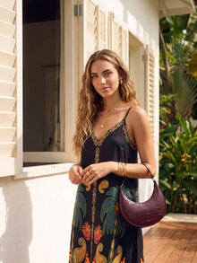 CAJUNI Women's Loose Paisley Pattern Spaghetti Strap Vacation Dress - Multicolor - View 6