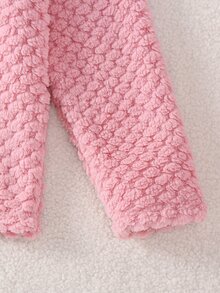 1套女童圓領長袖長褲雙面玫瑰提花家居服，女童居家服最佳禮物，百搭時尚首選 - 粉色 - 查看 5