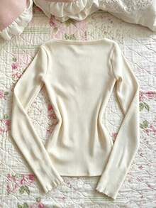 IslaSuriya Women's Sweet Lace Patchwork Bow Decor Top - Apricot - View 2