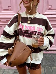 SuriyaCove Women's Sequin Pattern Casual Versatile Daily Wear Long Sleeve Sweatshirt - Apricot - View 6