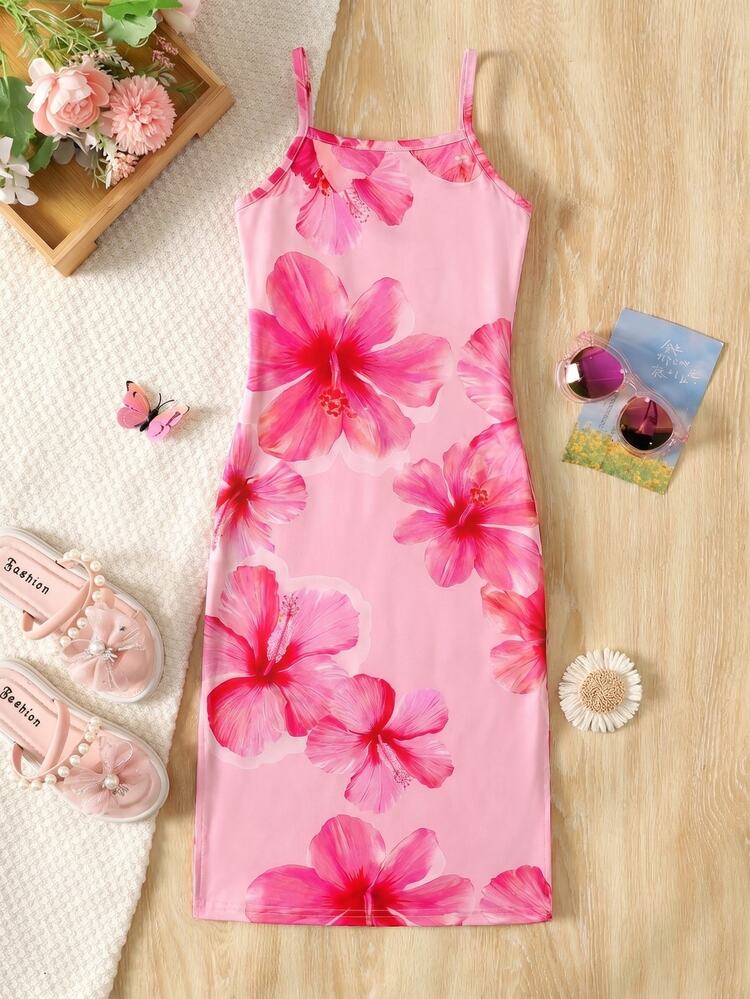 Young Girl Young Girl Casual Fashion Knitted Spaghetti Strap Dress Suitable For Summer - Multicolor - View 3