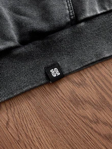 SWAVVY Sweatshirt Hoodie Pria Kasual Longgar dengan Resleting, Desain Polos, Musim Semi/Gugur/Dingin, Ukuran Standar, Y2K, Lapisan Termal - Hitam - View 4