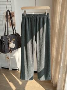 Solflare Plus Size All Season Vintage Washed Drawstring Black Casual Sweatpants - Dark Grey - View 2