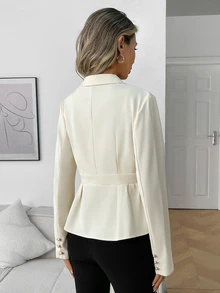 Elyressa Women's Woven Casual Business Jacket - Apricot - View 2