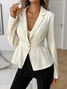 Elyressa Women's Woven Casual Business Jacket - Apricot - View 6