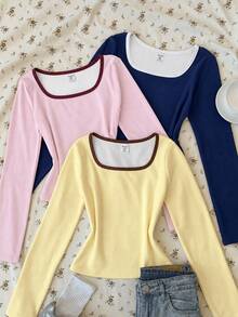 3PCS Tween Girls T-Shirts - White - View 3