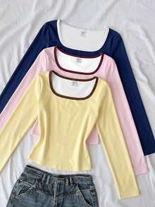 3PCS Tween Girls T-Shirts - White - View 1