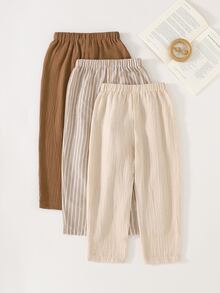 Cozy Pixies Young Boy Young Girls Decorative Ribbon Elastic Waist Long Pants 3 Pieces Set, Versatile And Comfortable, Suitable For Outings, Street Style, And Parties - Multicolor - View 5