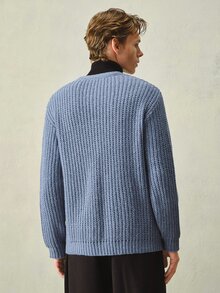 Manfinity CasualKnits Fall Clothes For Man Men's Casual Solid Color Cardigan, Versatile For Autumn/Winter Formal Old Money Cardigan Men - Blue - View 2