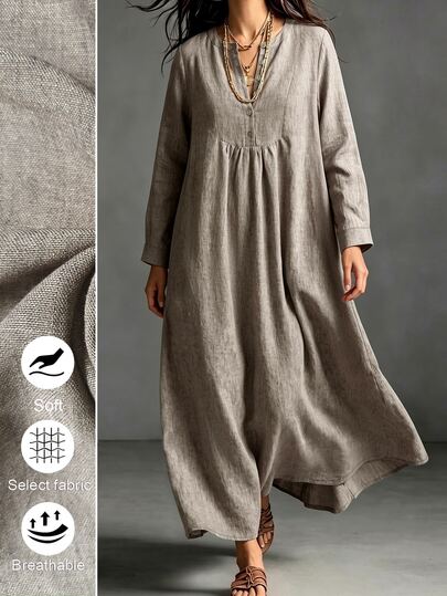 Linhara CURVE Women's Plus Size Long Sleeve Casual Dress, Casual/Country/Outing Dress, Spring/Autumn/Winter Outing Dress Fall