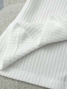 Balvessa Women's Autumn/Winter Fur Collar Mixed Material Patchwork Ribbed Knit Slim Fit Long Sleeve Base Layer T-Shirt Tea Party Everyday White Elegant - White - View 4