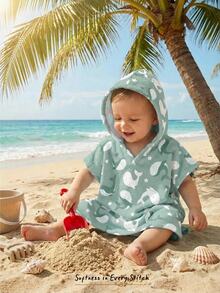 Cozy Pixies Baby Boy Cartoon Pattern Knit Soft Hooded Sleeveless Cover Up,Kids - Green - View 8
