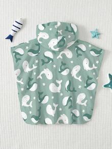 Cozy Pixies Baby Boy Cartoon Pattern Knit Soft Hooded Sleeveless Cover Up,Kids - Green - View 3