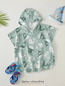Cozy Pixies Baby Boy Cartoon Pattern Knit Soft Hooded Sleeveless Cover Up,Kids - Green - View 2